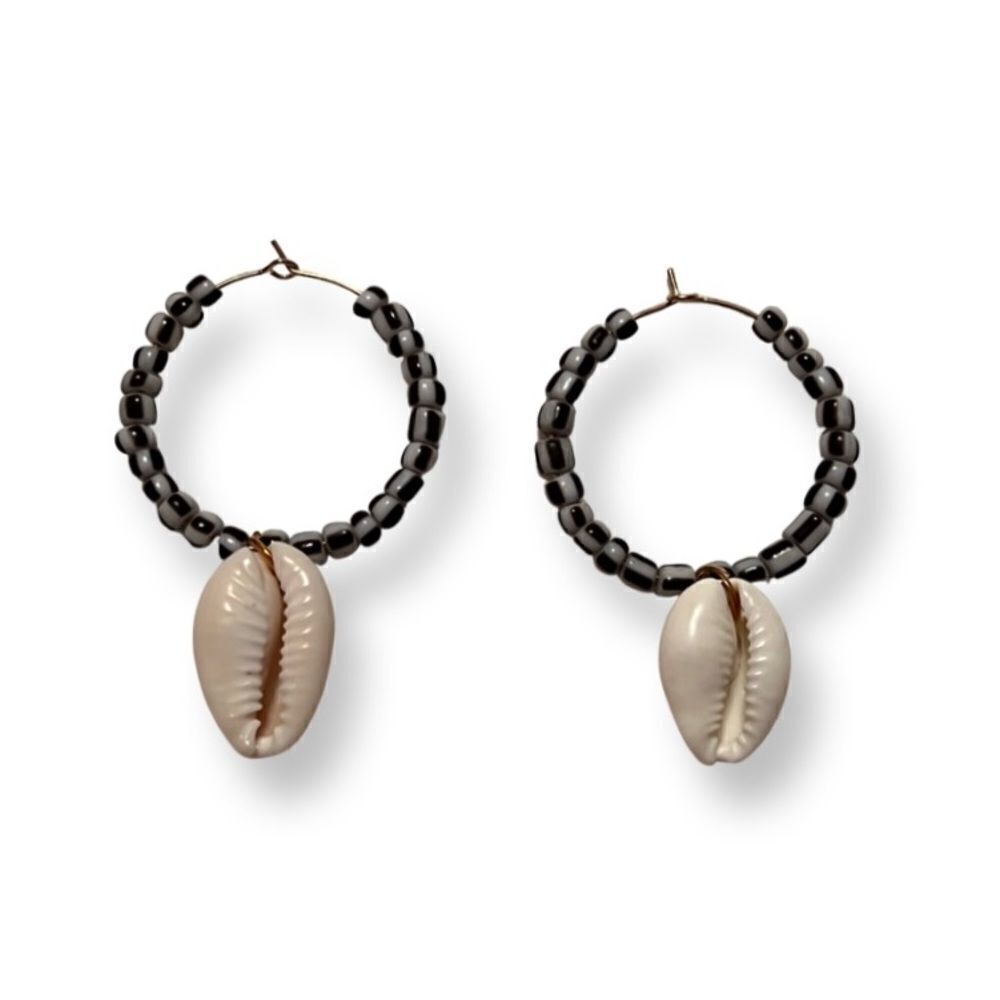 🤯5/$25🤯 Seashell Beaded Hoop Earrings NWOT